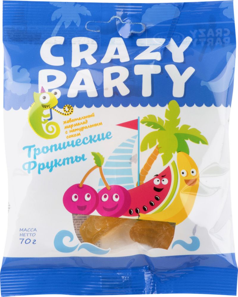 

Мармелад жевательный Crazy Party тропические фрукты с натуральным соком 70 г