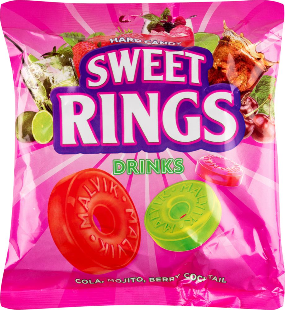 Карамель леденцовая Малвикъ sweet rings drinks кола-мохито-ягодный коктейль 180 г