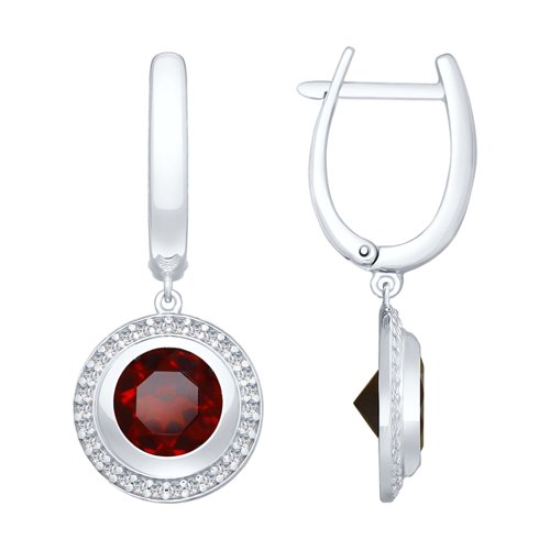 

Серьги женские из серебра SOKOLOV 92022056, гранат/фианит, 92022056