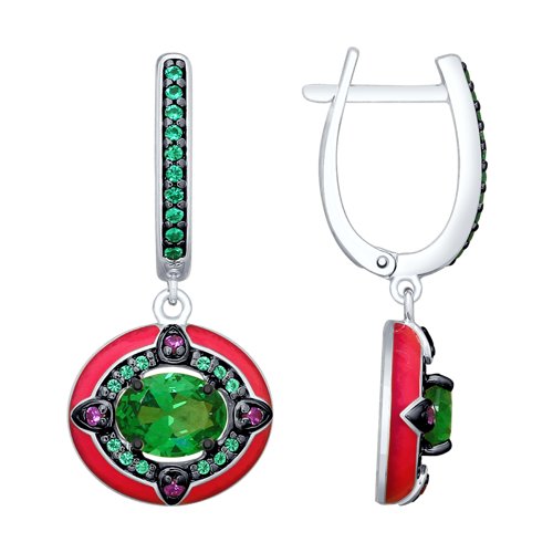 

Серьги женские из серебра SOKOLOV 92021893, ситал/фианит/эмаль, 92021893