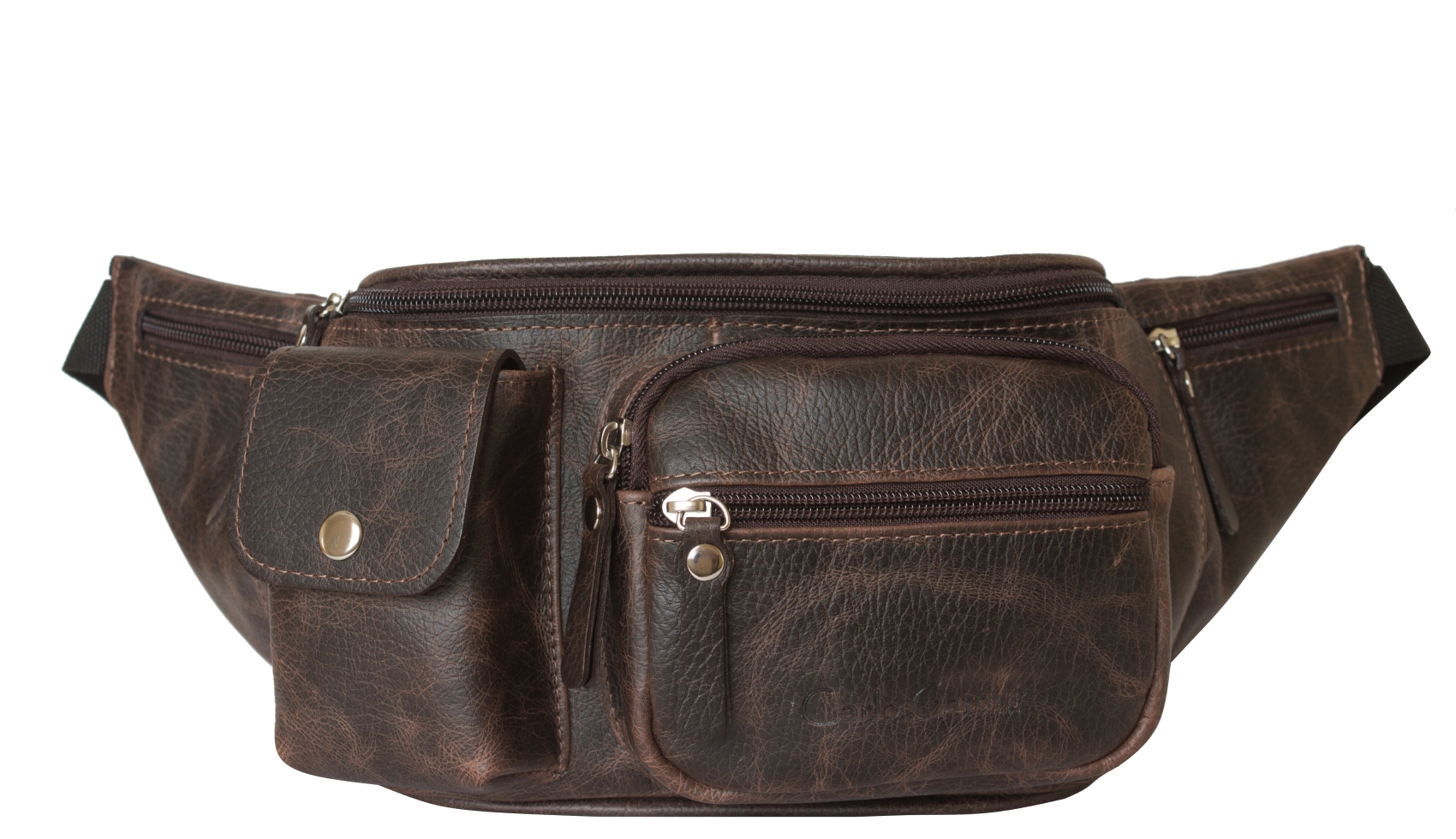 фото Кожаная поясная сумка carlo gattini settimo 7002-04 коричневая