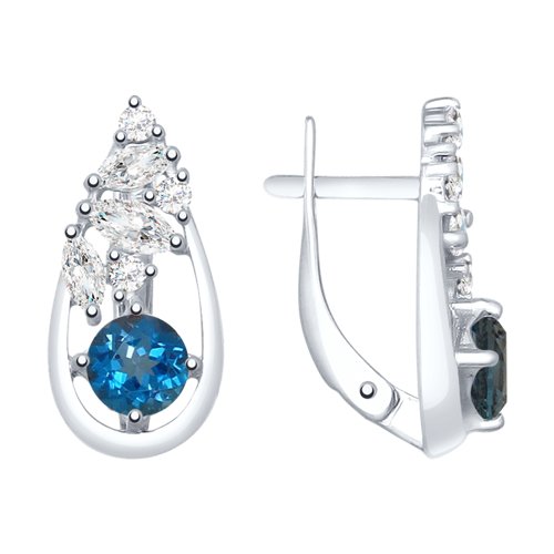 

Серьги из серебра SOKOLOV 92021843, топаз/фианит, 92021843
