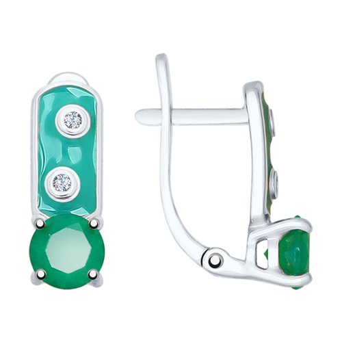 

Серьги женские из серебра SOKOLOV 92021818, агат/фианит/эмаль