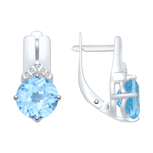 

Серьги женские из серебра SOKOLOV 92021806, топаз/фианит, 92021806