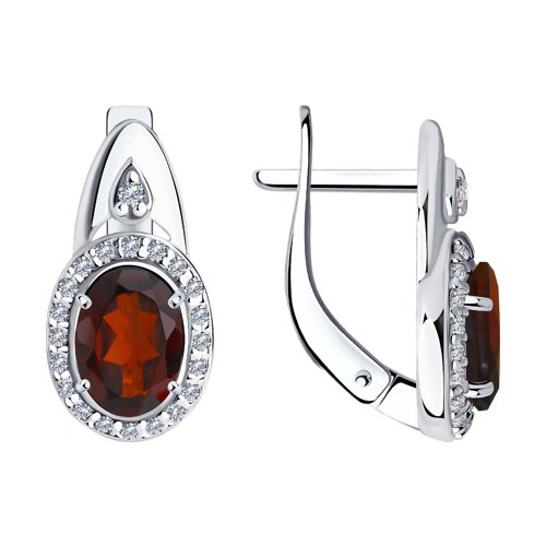 

Серьги из серебра SOKOLOV 92021685, гранат/фианит, 92021685