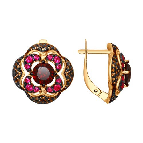 

Серьги женские из серебра SOKOLOV 92021587, корунд/гранат/фианит, 92021587