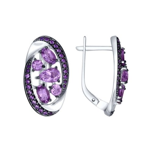 

Серьги женские из серебра SOKOLOV 92021498, аметист/фианит, 92021498