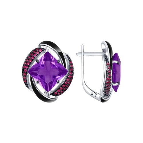 

Серьги женские из серебра SOKOLOV 92021454, ситал/корунд/эмаль, 92021454