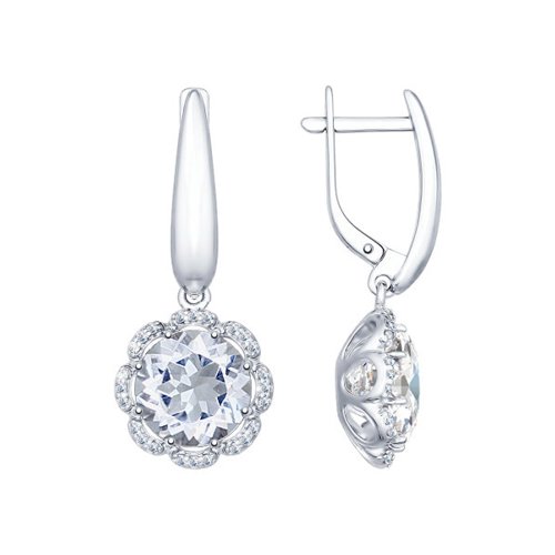 

Серьги подвески из серебра SOKOLOV 92021353, горный хрусталь/фианит, 92021353