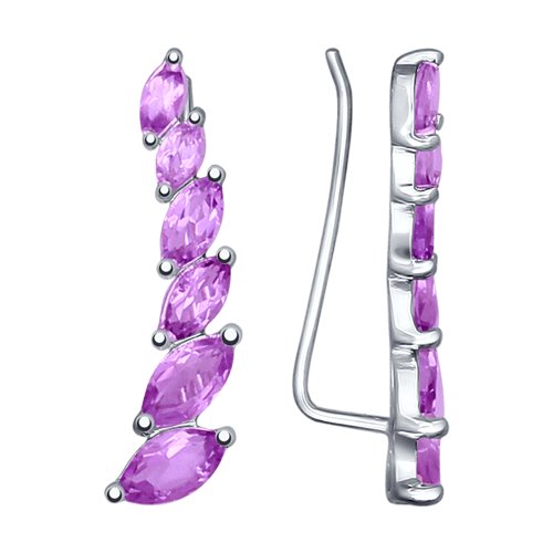 

Серьги клаймберы из серебра SOKOLOV 92021350, аметист, 92021350