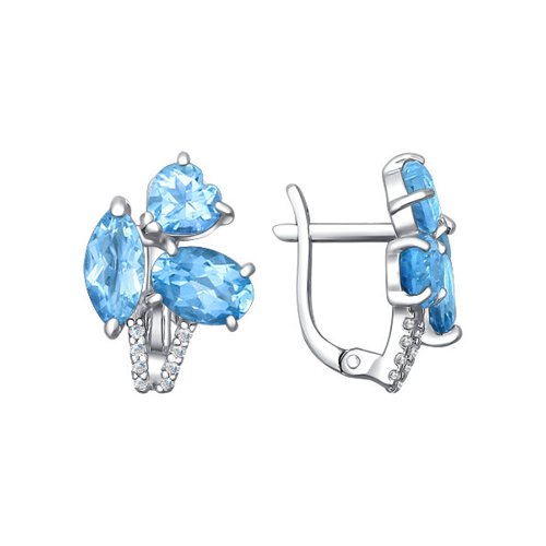 

Серьги женские из серебра SOKOLOV 92021024, топаз/фианит, 92021024