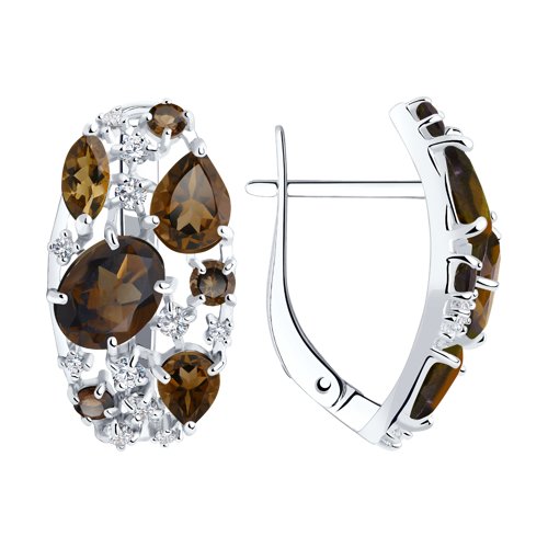 

Серьги женские из серебра SOKOLOV 92020229, раухтопаз/фианит, 92020229