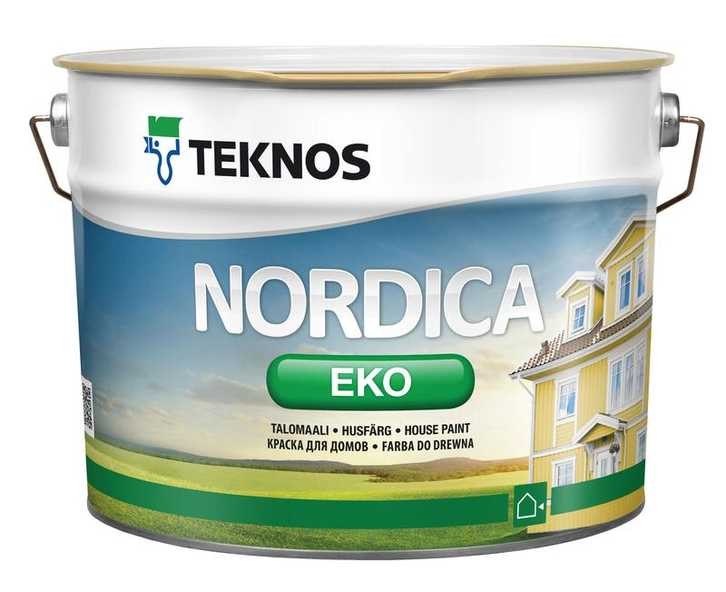 Краска фасадная по дереву Teknos Nordica Eko / Текнос Нордика Эко 0,9л.