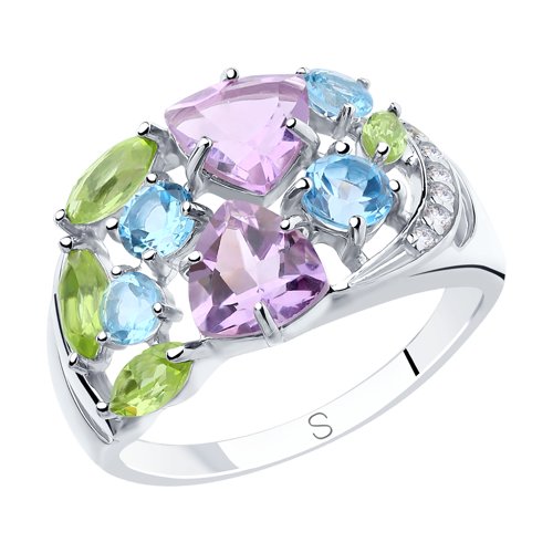 

Кольцо из серебра р. , SOKOLOV 92011834, топаз\фианит\хризолит\аметист, 92011834