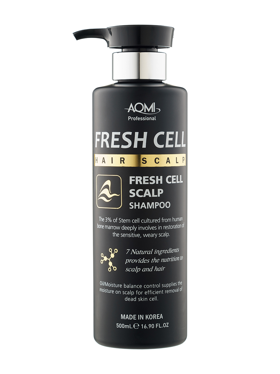 фото Aomi, шампунь против выпадения волос со стволовыми клетками fresh cell hair scalp shampoo