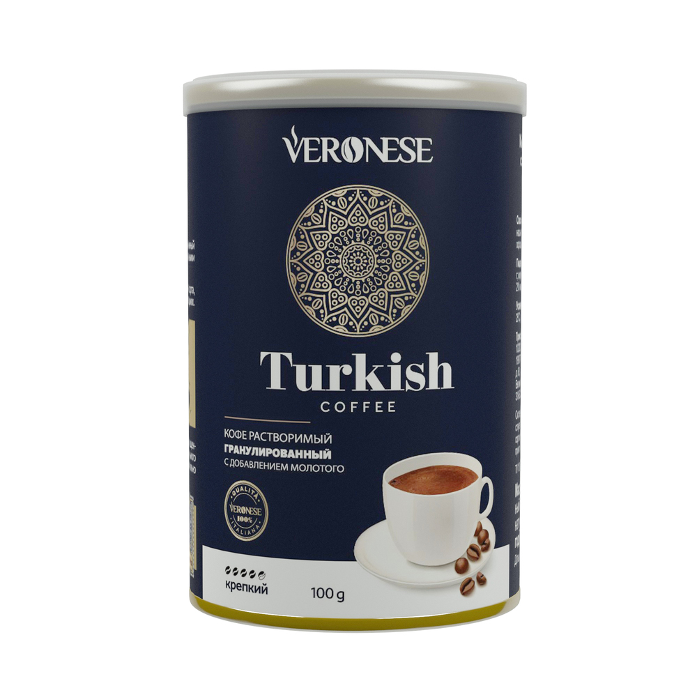 

Растворимый гранулированный кофе Veronese Turkish с добавлением молотого 100 г