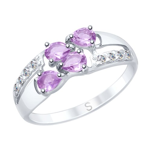 

Кольцо из серебра р. 18,5 SOKOLOV 92011647, аметист\фианит, 92011647