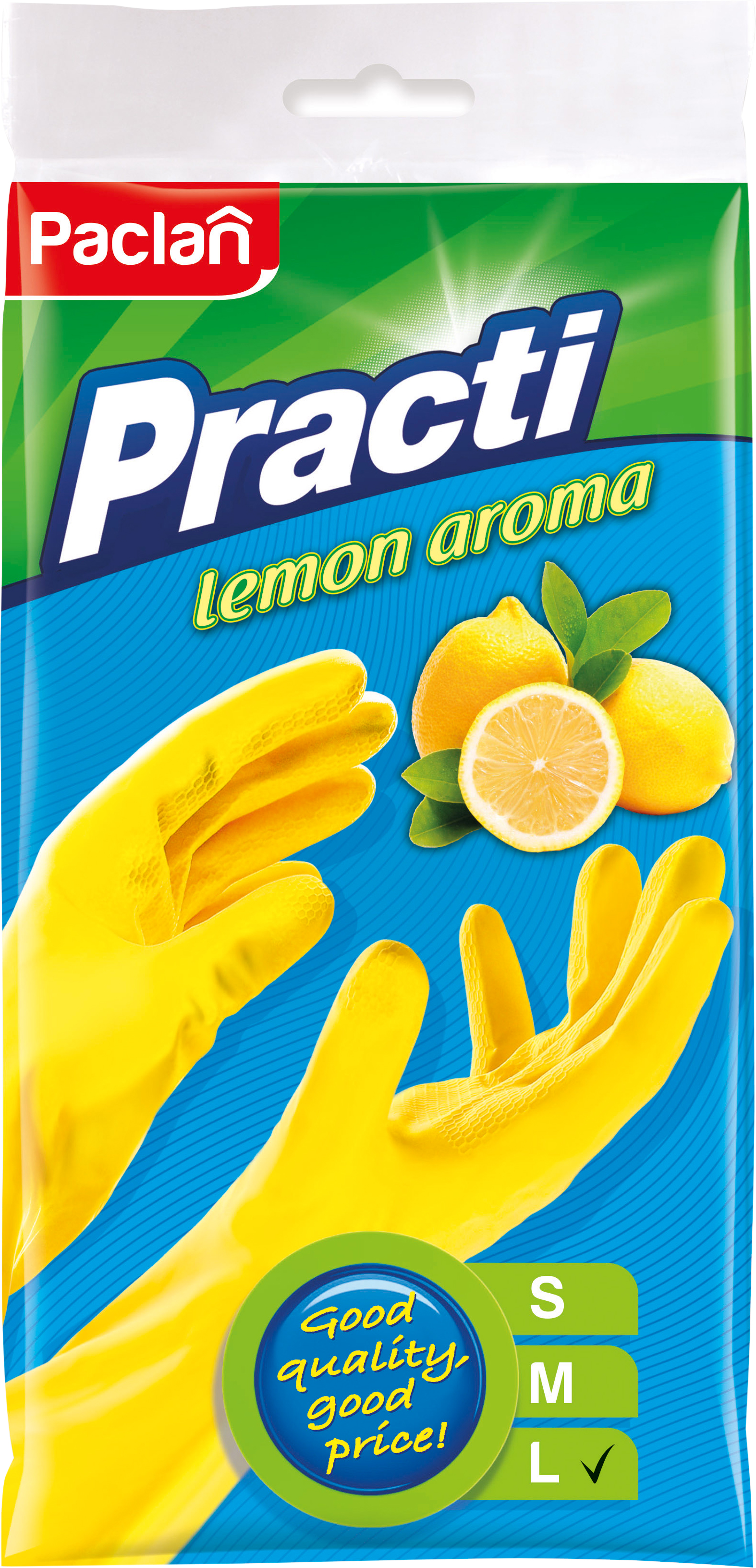 фото Перчатки резиновые с ароматом лимона р. l желтые 1 пара paclan