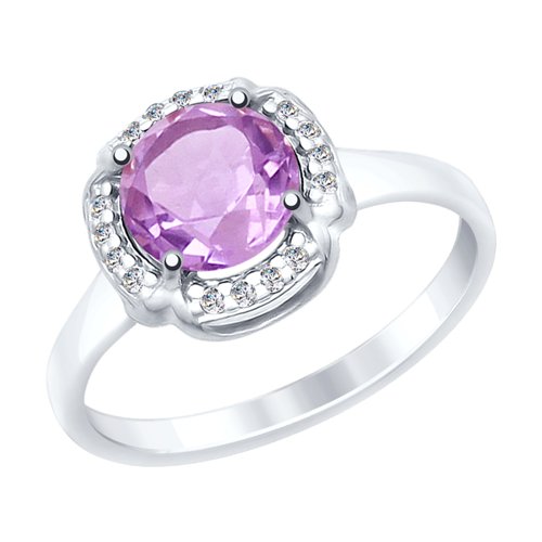 

Кольцо из серебра р. 17,5 SOKOLOV 92011518, аметист\фианит, 92011518