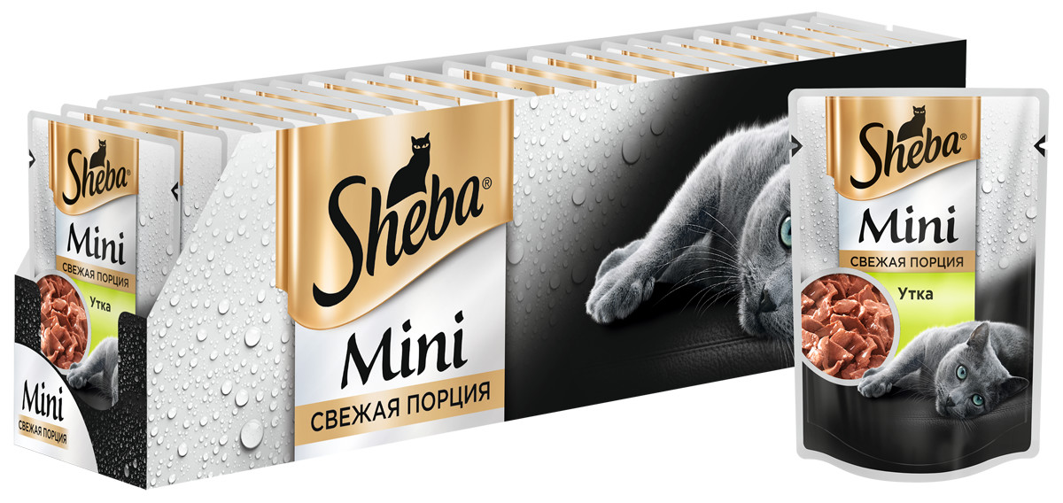 фото Влажный корм для кошек sheba mini, мини порция c уткой, 33 шт по 50г