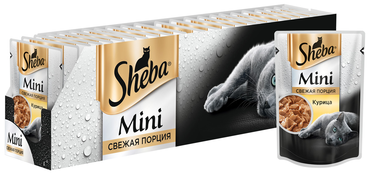 фото Влажный корм для кошек sheba mini мини порция c курицей, 33 шт по 50г