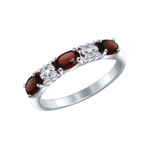 

Кольцо из серебра р.  SOKOLOV 92011281, гранат\фианит, 92011281