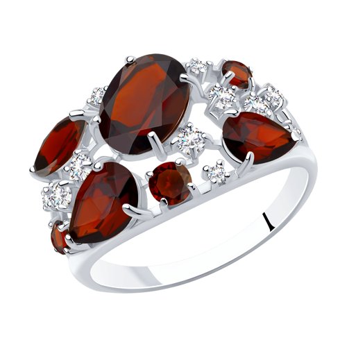 

Кольцо из серебра р. 16,5 SOKOLOV 92010220, гранат\фианит, 92010220