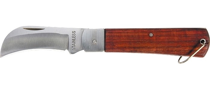 фото Нож складной, 200 мм, загнутое лезвие, деревянная ручка// sparta
