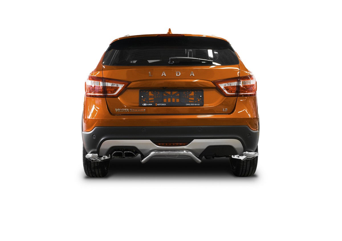 фото Защита заднего бампера d42 уголки rival lada vesta cross универсал 2017-, 2 ч., r.6007.007