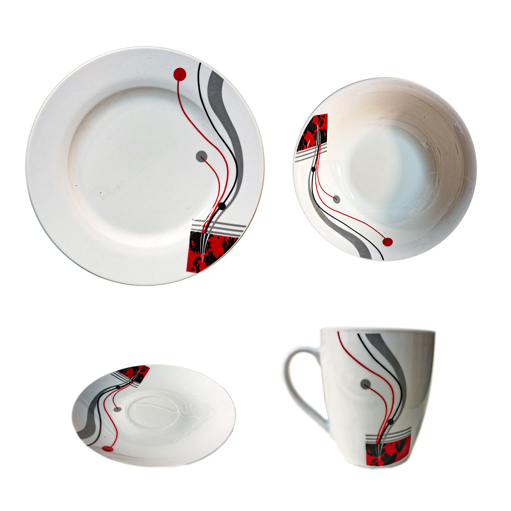 фото Набор посуды с черно-красными узорами, marma mm-set-08