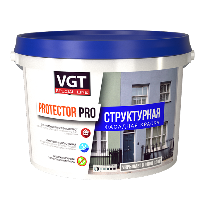 

Краска VGT структурная "ProtektorPRO" 7.0 кг, Белый, VGT Краска структурная 'ProtektorPRO' 7.0 кг