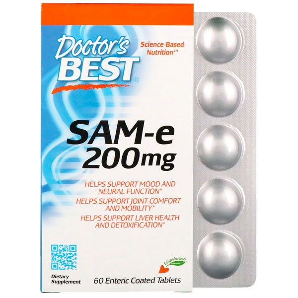 

SAM-e адеметионин Doctor's Best 200 мг таблетки 60 шт., SAM-e адеметионин 200 мг