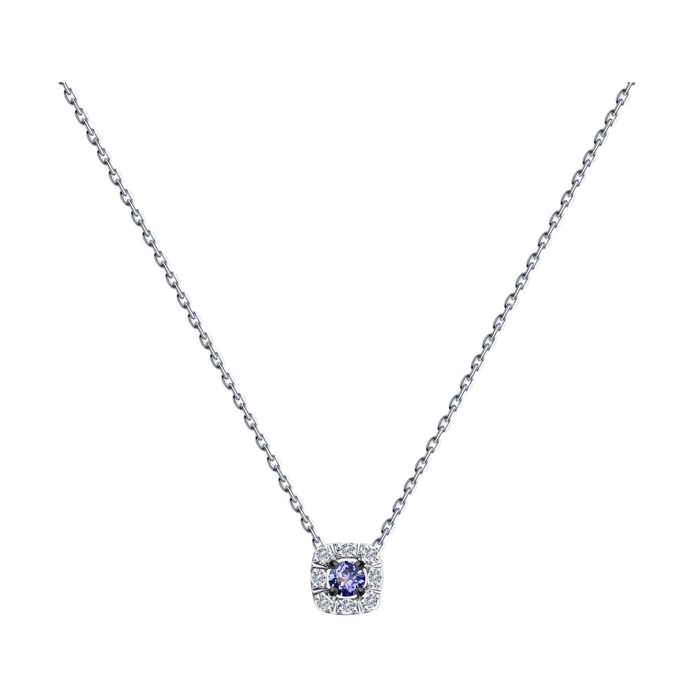 

Колье из белого золота 45 см SOKOLOV Diamonds 6074011, танзанит/бриллиант, 6074011