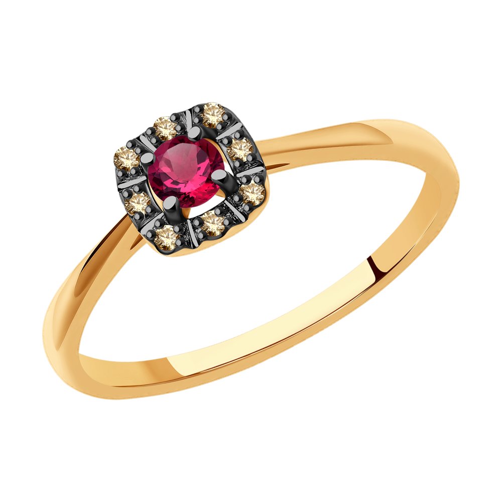 

Кольцо из золота р. 16,5 SOKOLOV Diamonds 4010652, бриллиант\рубин, 4010652