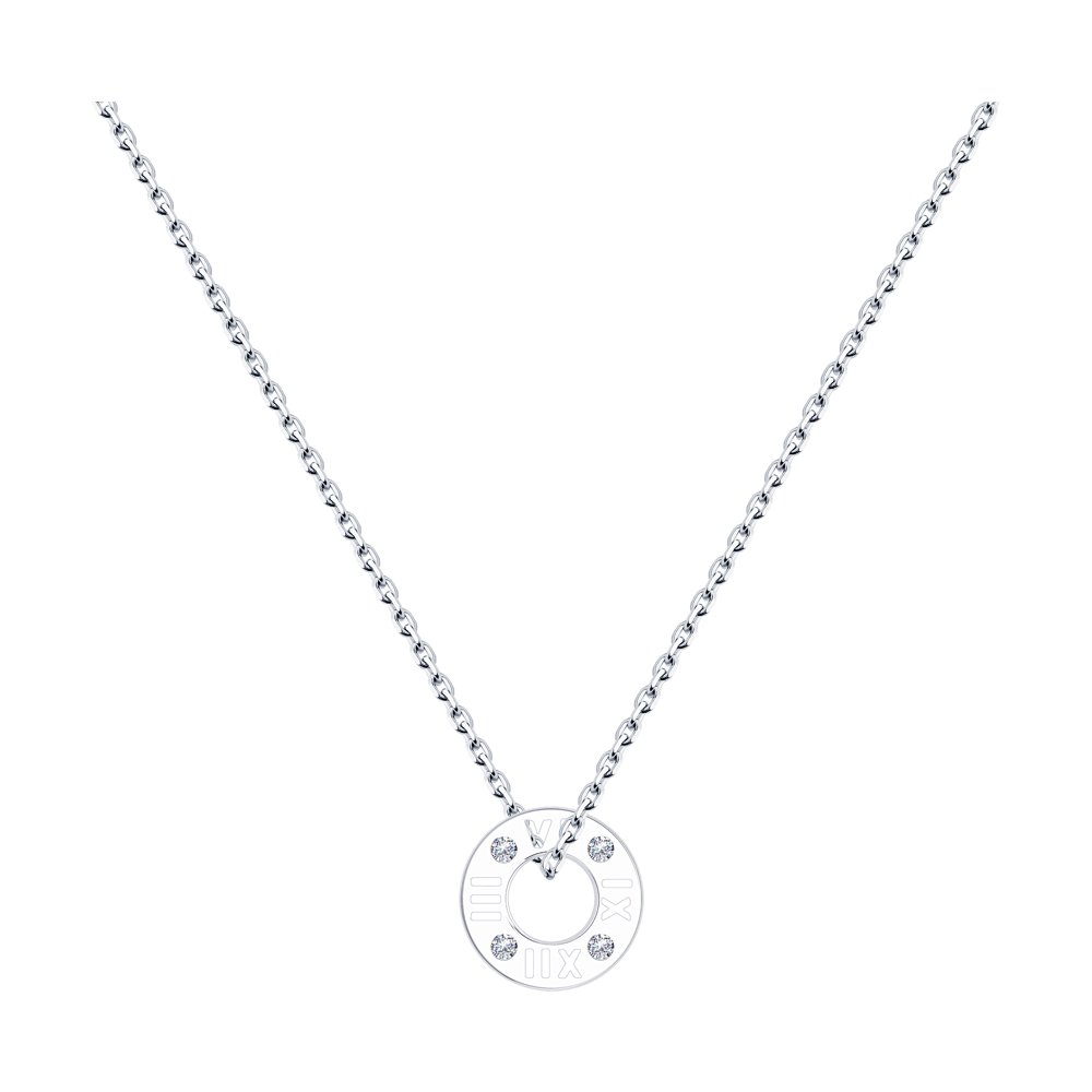 

Колье из серебра 45 см SOKOLOV 94070454, фианит, 94070454