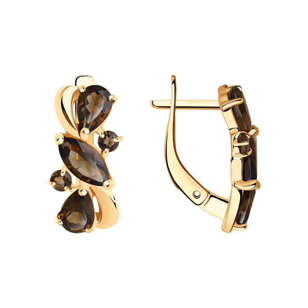 Серьги из серебра SOKOLOV 92021805, раухтопаз, 92021805