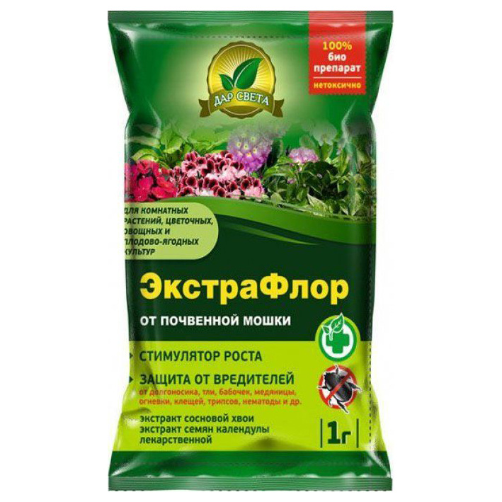 

Средство для защиты от почвенной мошки Дар Света ЭкстраФлор 210316 1 г, ЭкстраФлор