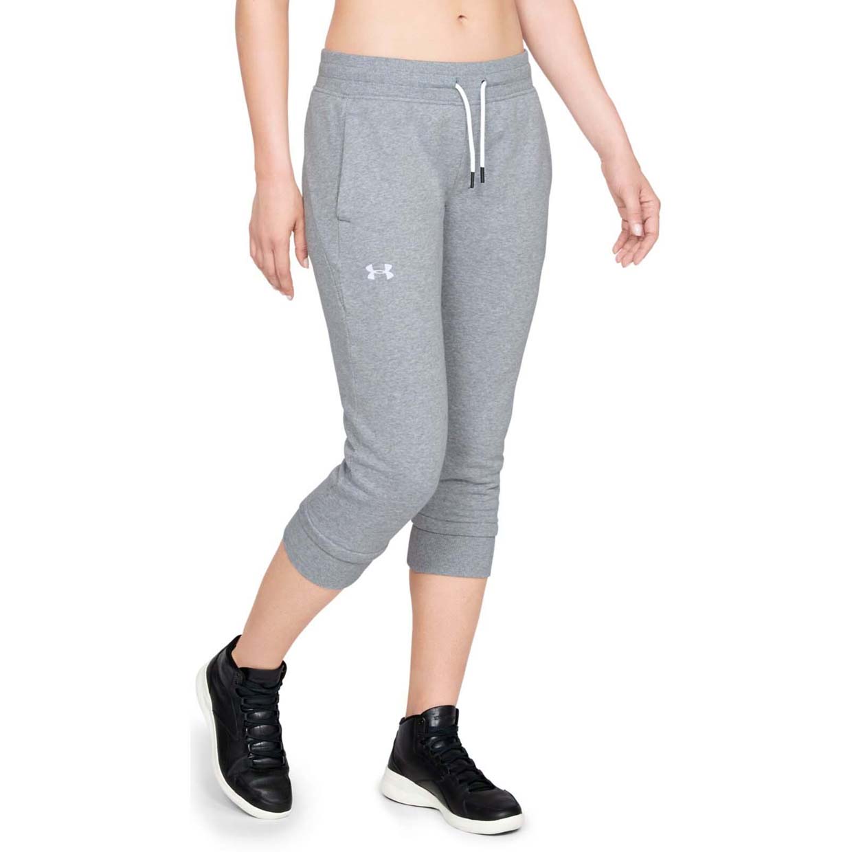 фото Бриджи женские under armour cotton fleece slim серые m