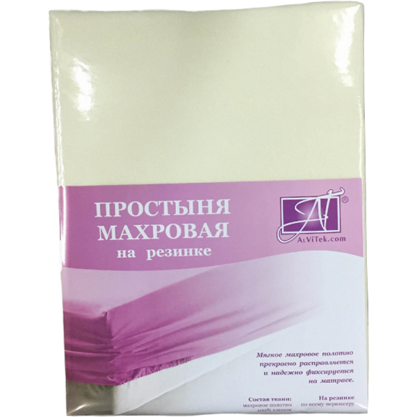 

Простыня АльВиТек 200x200 бежевый, 2000888590950 ПМР-МО-200 Молочный простыня махровая на резинке 200х200+20