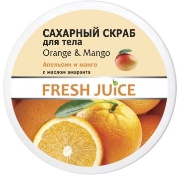 фото Сахарный скраб для тела fresh juice orange & mango, 225 мл