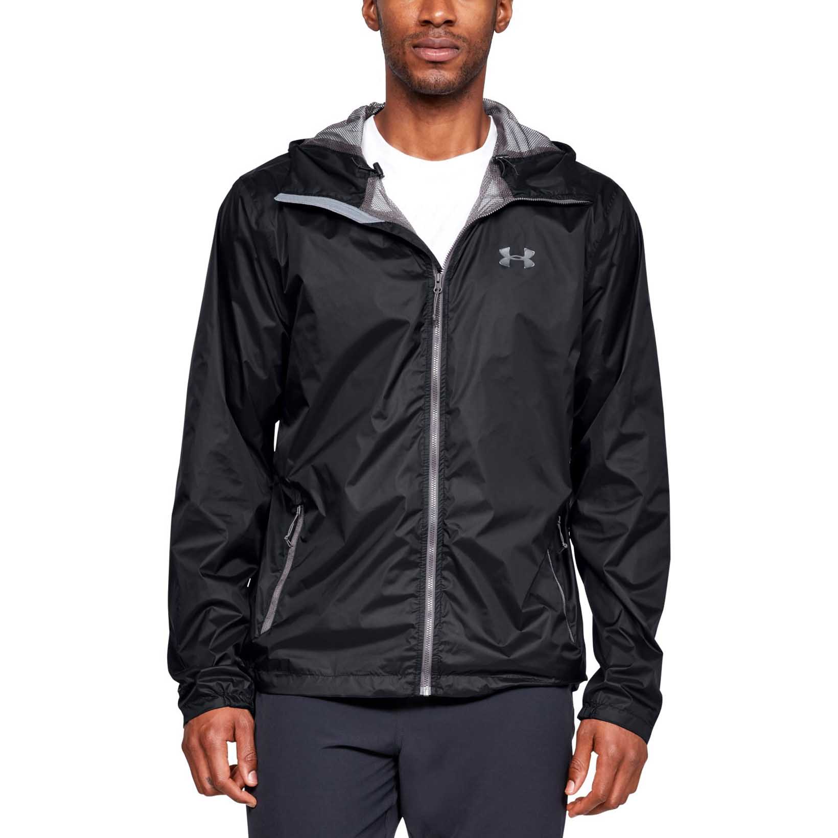 фото Спортивная ветровка мужская under armour forefront rain 10k full zip hooded черная xxl int