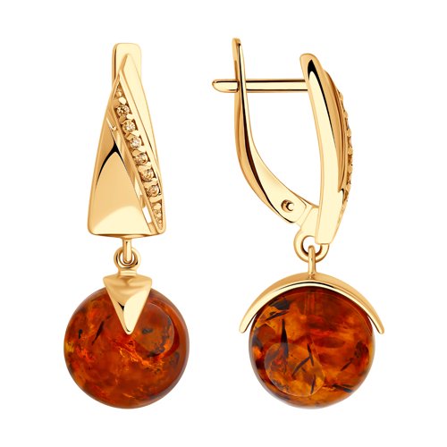 

Серьги женские из серебра SOKOLOV 83020061, янтарь/фианит, 83020061