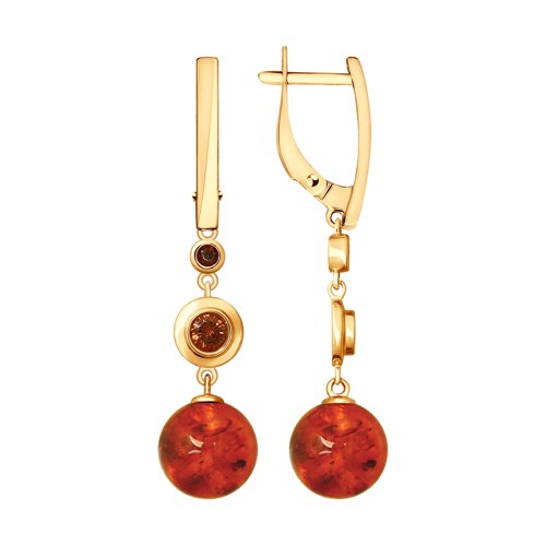 

Серьги женские из серебра SOKOLOV 83020054, янтарь/фианит, 83020054