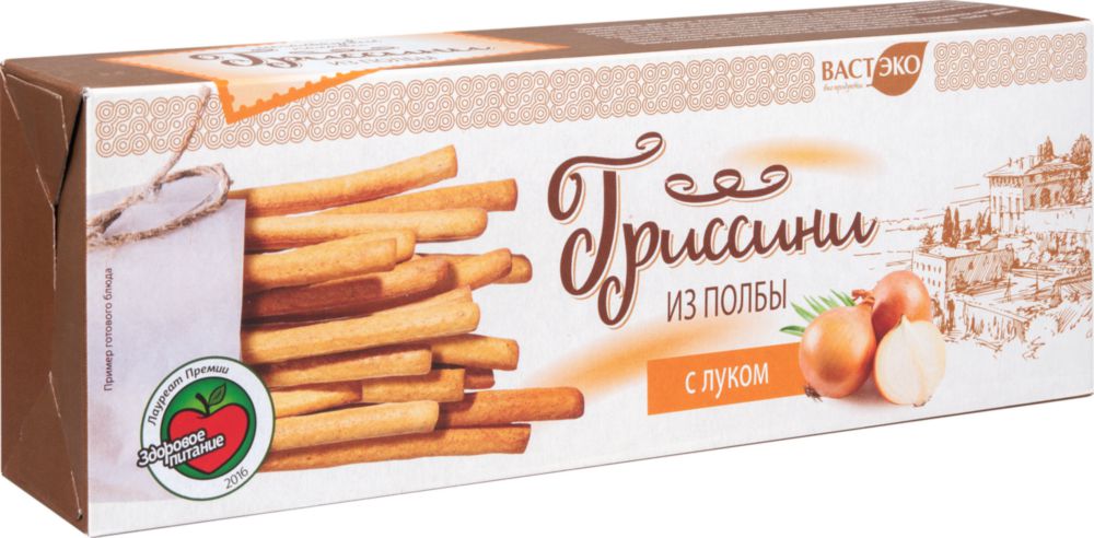 

Итальянские палочки Вастэко гриссини из полбы с луком 170 г, гриссини