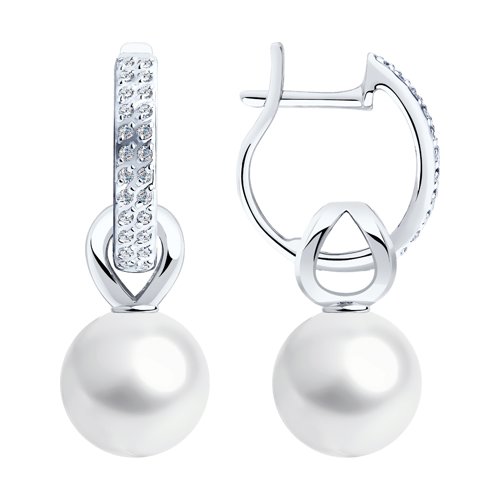 Серьги женские из золота SOKOLOV 792240, фианит/жемчуг