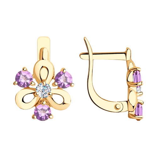 

Серьги женские из золота SOKOLOV 726982, аметист/фианит, 726982