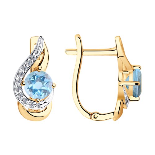 

Серьги женские из золота SOKOLOV 725932, топаз/фианит, 725932