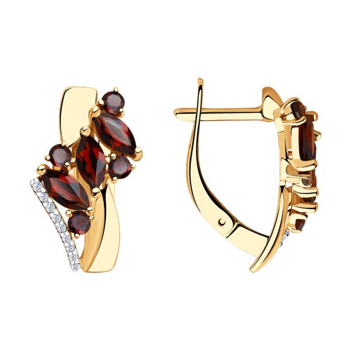 

Серьги женские из золота SOKOLOV 725901, гранат/фианит, 725901