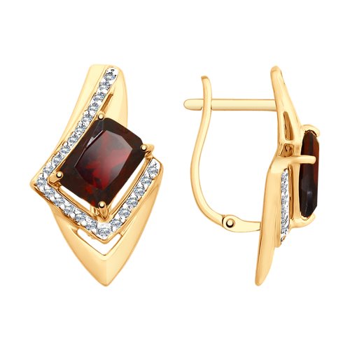 

Серьги женские из золота SOKOLOV 725749, гранат/фианит, 725749