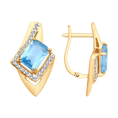 

Серьги женские из золота SOKOLOV 725748, топаз/фианит, 725748